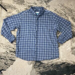 Columbia Sportswear Company Flannel Shirt Mens 2XL Blue Plaid Logo Button Down
